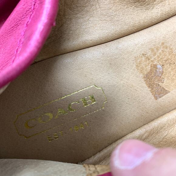 Coach Delphine Ballet Flats Womens 8.5 Slip On Buckle Pink Brown Leather - Picture 6 of 8